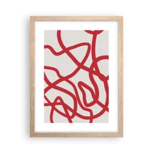 Plagát v ráme zo svetlého duba - Červené na bielom - 30x40 cm