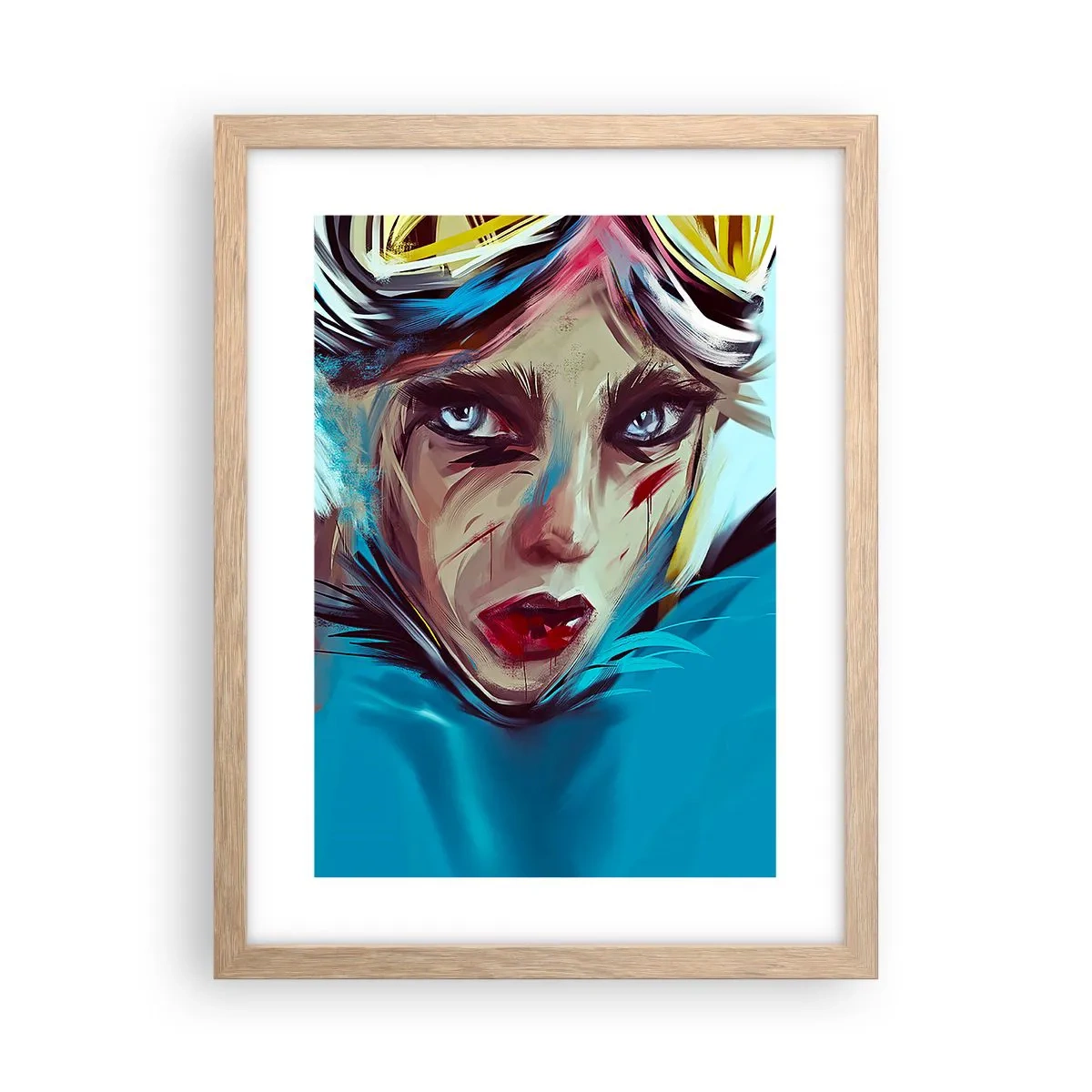 Plagát v ráme zo svetlého duba - Silničná bojovníčka - 30x40 cm