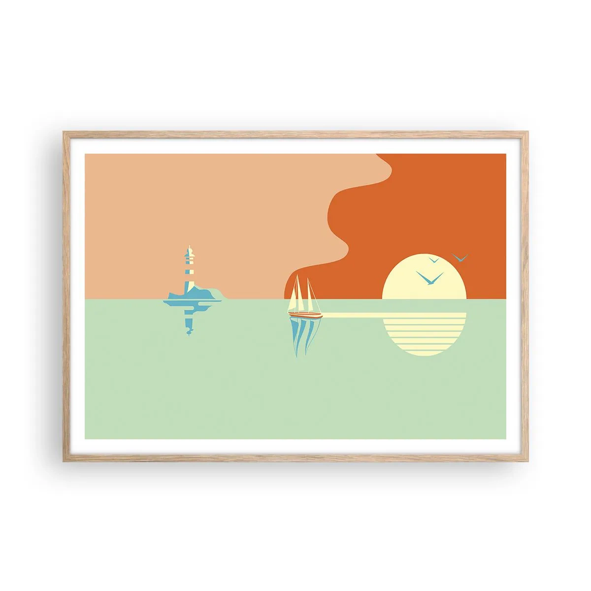 Plagát v ráme zo svetlého duba - Dokonalá morská krajina - 100x70 cm