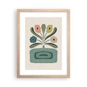 Plagát v ráme zo svetlého duba - Symetrická kytica - 30x40 cm