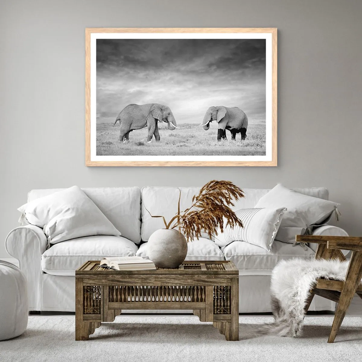 Plagát v ráme zo svetlého duba - Šedá je krásna - 70x50 cm