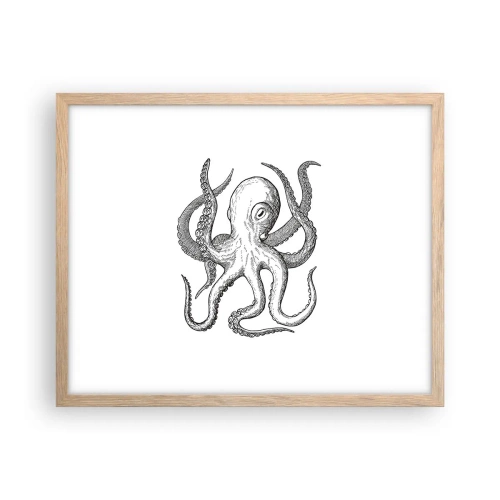 Plagát v ráme zo svetlého duba - Tancujúca s vlnami - 50x40 cm