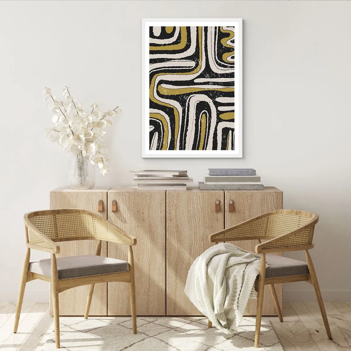 Plagát v bielom ráme - Kompozícia: trakty a uličky - 40x50 cm