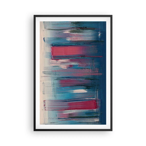 Plagát v čiernom ráme - Vertikálna kompozícia v modrej a červenej - 61x91 cm