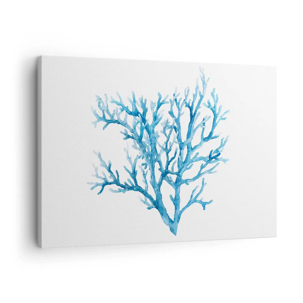 Obraz na plátne - Modrý koral na bielom pozadí s minimalistickým nádychom - 70x50cm - Morský filigrán - Moderná nástenná dekorácia do obývacej izby a spálne ARTTOR
