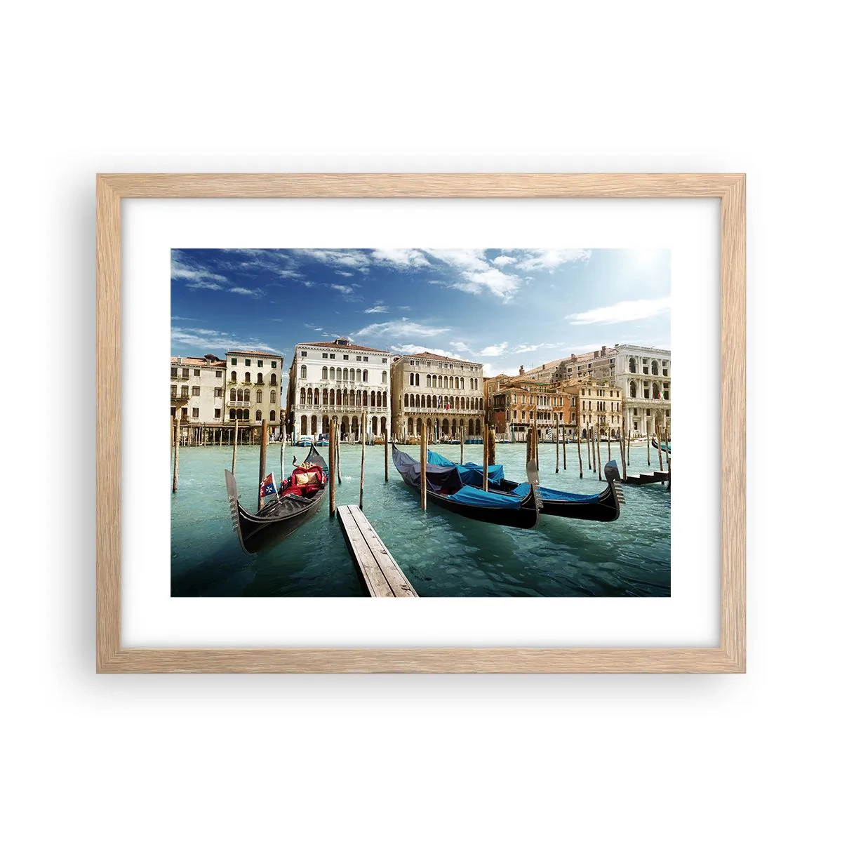 Plagát v ráme zo svetlého duba - Paláce v modrej - 40x30 cm
