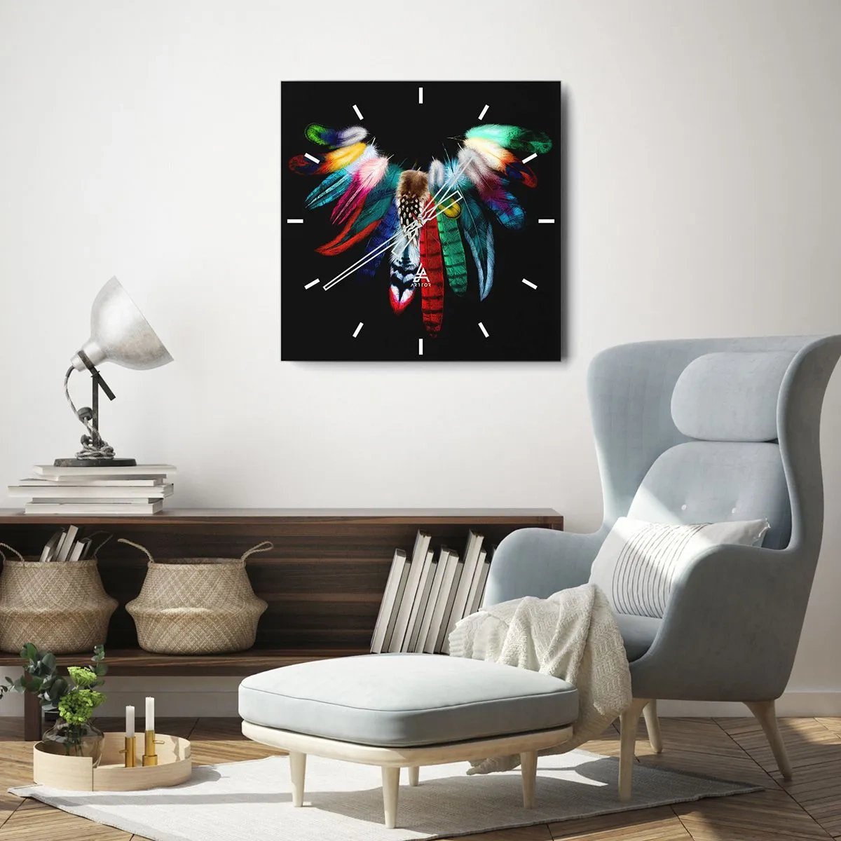 Nástenné hodiny - Indiánsky náhrdelník - 30x30 cm