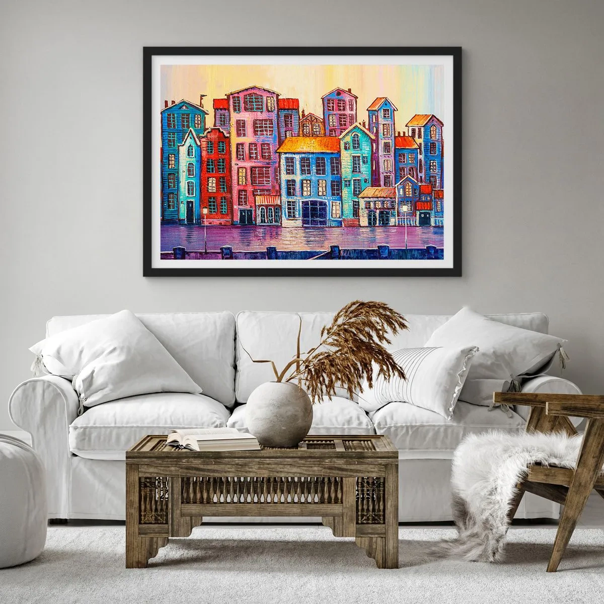 Plagát v čiernom ráme - Mesto ako z rozprávky - 70x50 cm