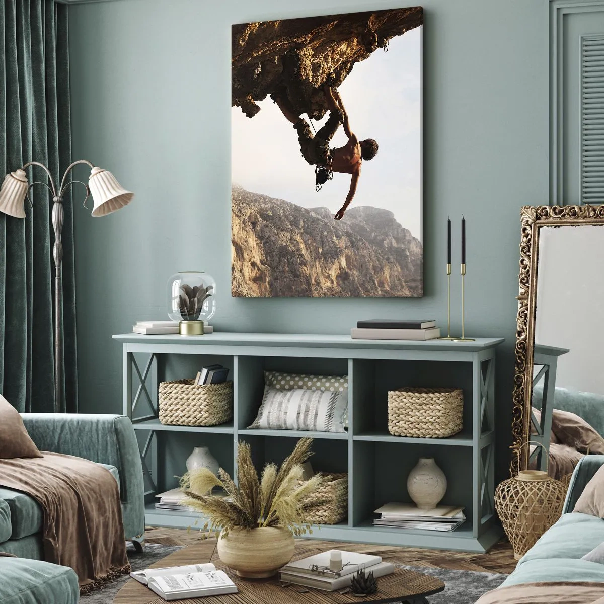 Obraz na plátne - Svet zovretý v ruke na zosuve balvanu - 70x100 cm