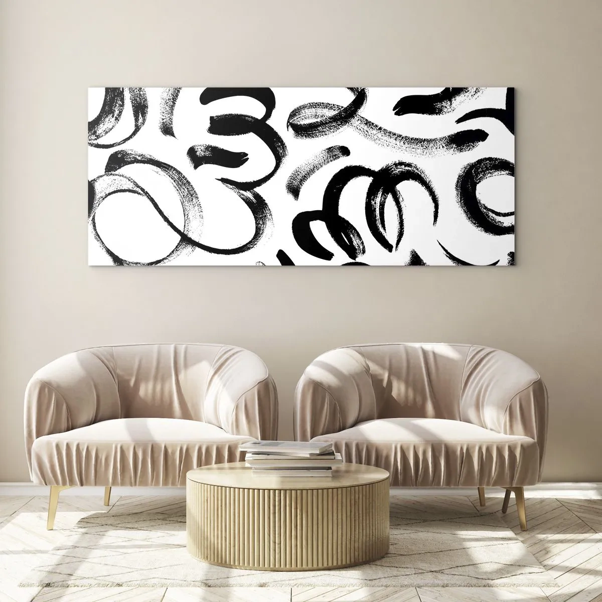 Obraz na skle - Čierne na bielom - 100x40 cm