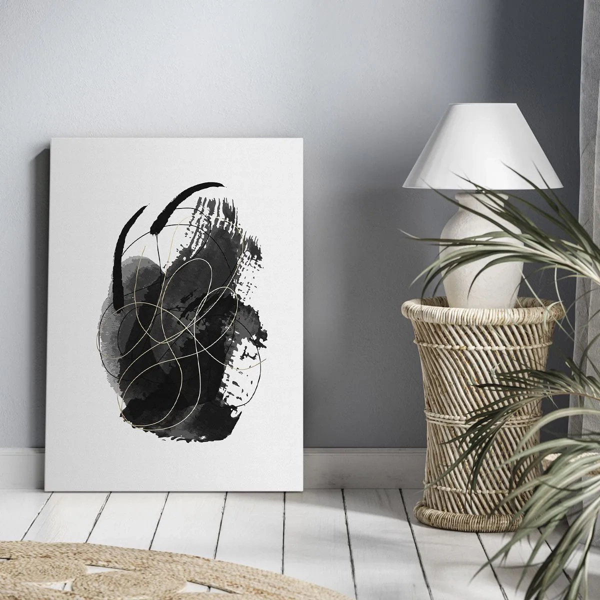 Obraz na plátne - Upletené z čiernej - 50x70 cm