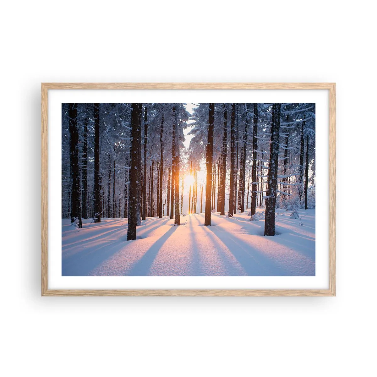 Plagát v ráme zo svetlého duba - Jasne čierne na bielom - 70x50 cm