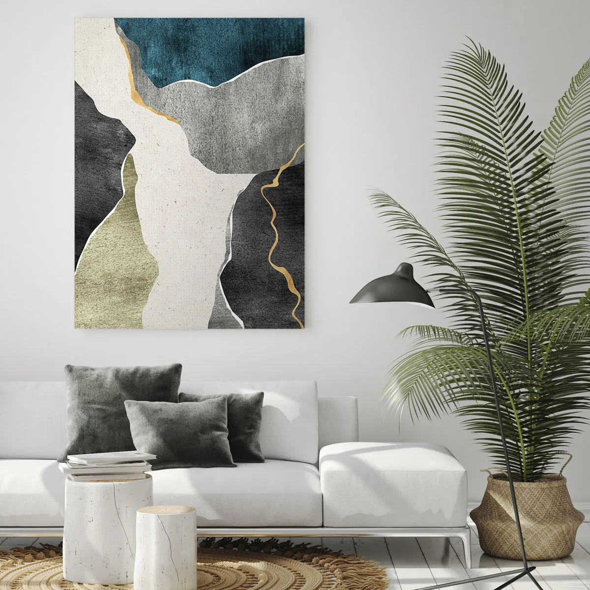 Obraz na skle - Mozaiková kompozícia so zlatou niťou - 80x120 cm