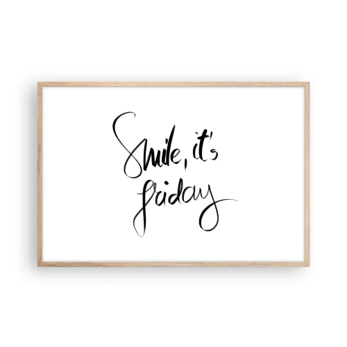 Plagát v ráme zo svetlého duba - Naozajstná radosť - 91x61 cm