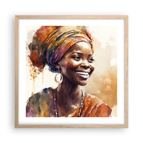 Plagát v ráme zo svetlého duba - Africká kráľovná - 50x50 cm