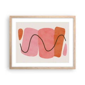 Plagát v ráme zo svetlého duba - Jemný pohyb foriem - 50x40 cm
