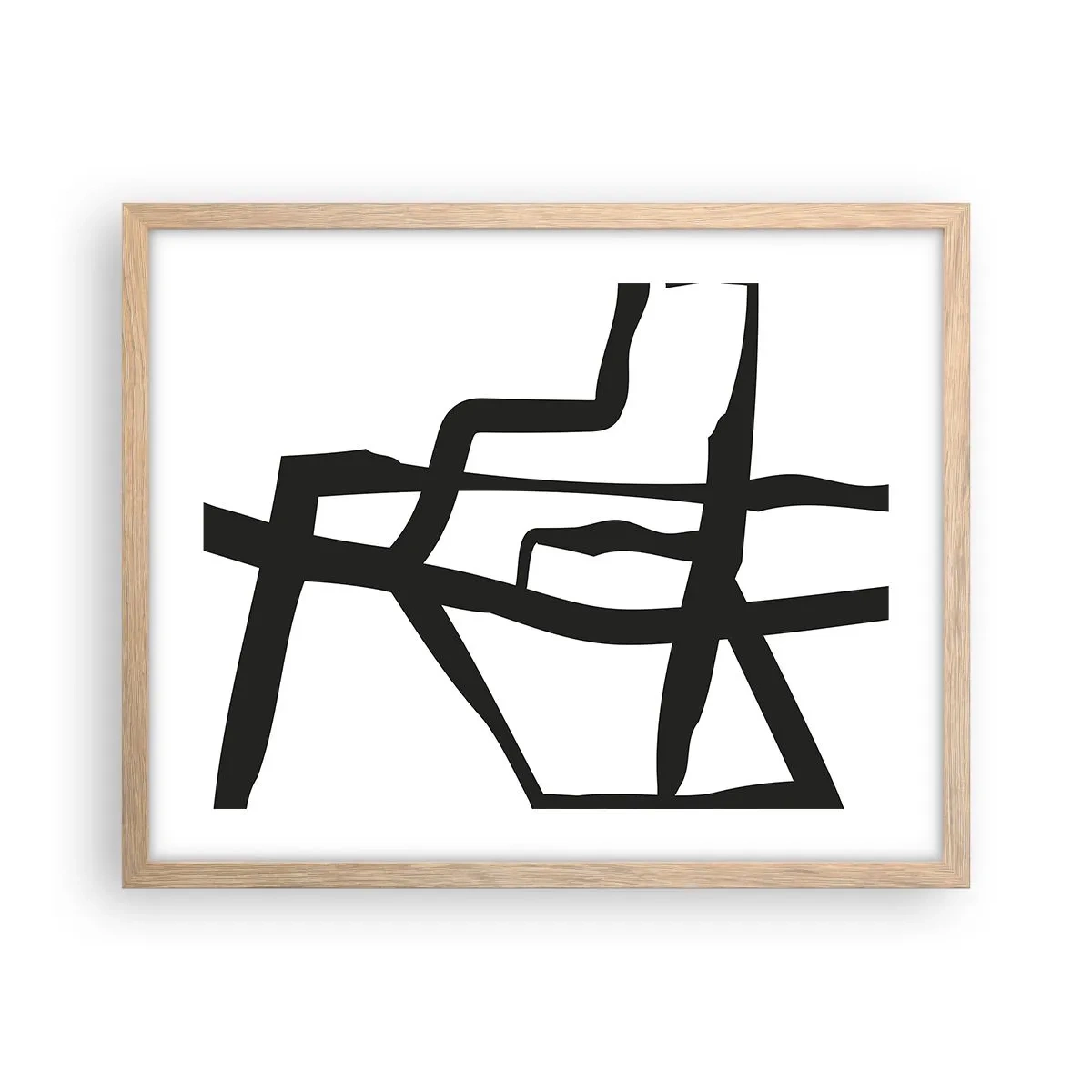 Plagát v ráme zo svetlého duba - Čiernobiela konštrukcia - 50x40 cm