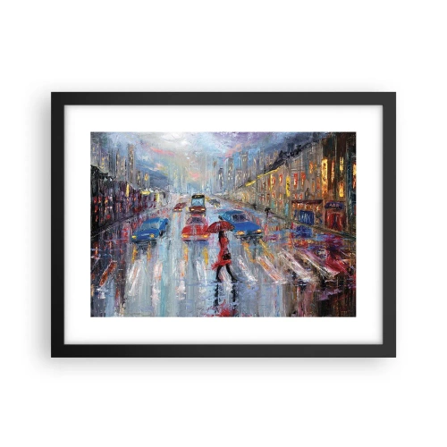 Plagát v čiernom ráme - Daždivé popoludnie v meste - 40x30 cm