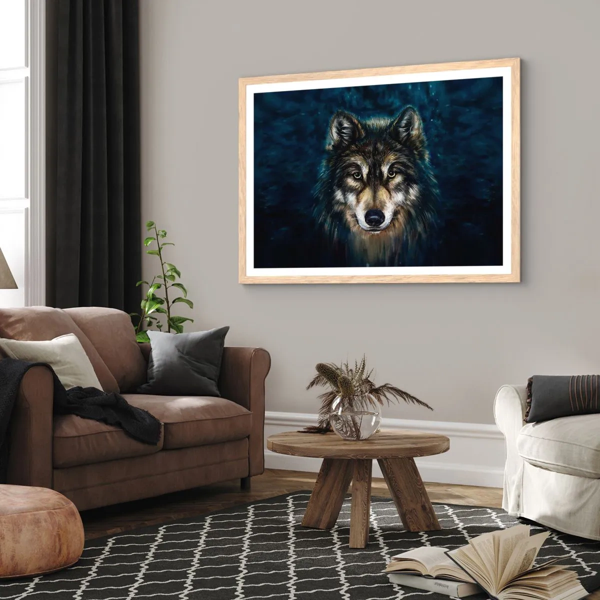 Plagát v ráme zo svetlého duba - Alfa? A omega - 70x50 cm