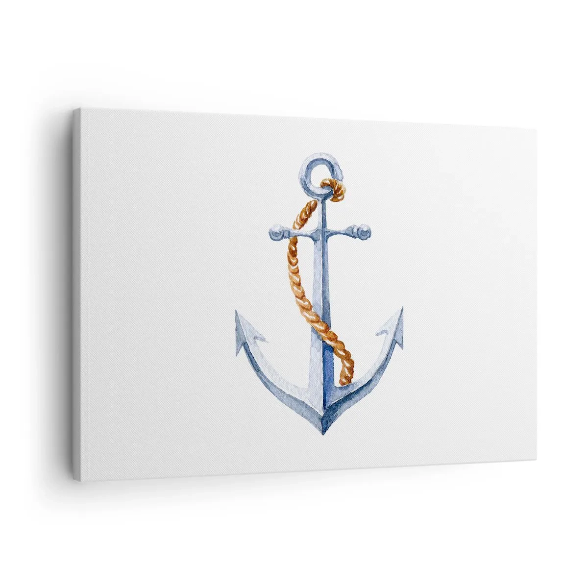 Obraz na plátne - Kotva s lanom v akvarelovom štýle - 70x50cm - Ahoj, dobrodružstvo! - Moderná nástenná dekorácia do obývacej izby a spálne ARTTOR