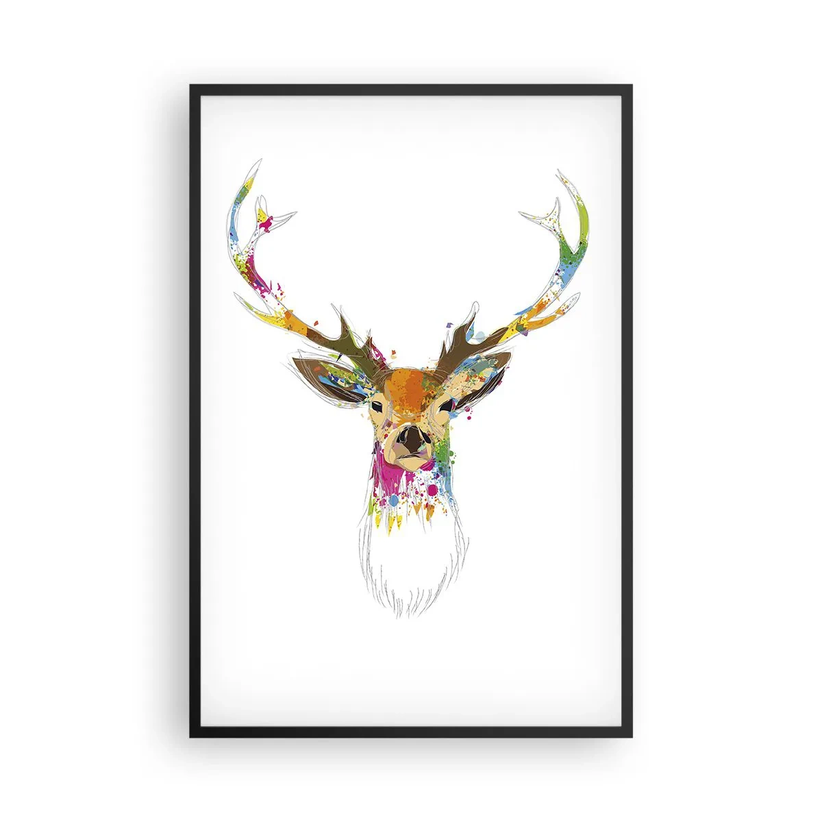 Plagát v čiernom ráme - Jemné jelenča vykúpané vo farbe - 61x91 cm