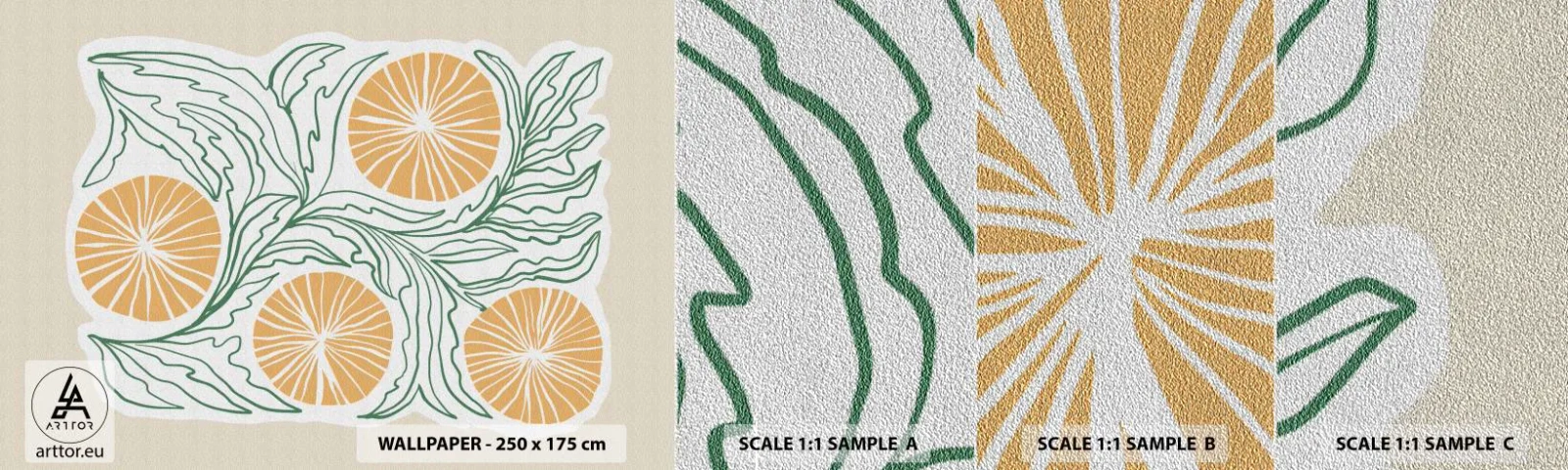 Vzorka fototapety Premium Sand - Etnicky s abstraktným nádychom - Boho, Citrón, Minimalizmus - 100x30 cm