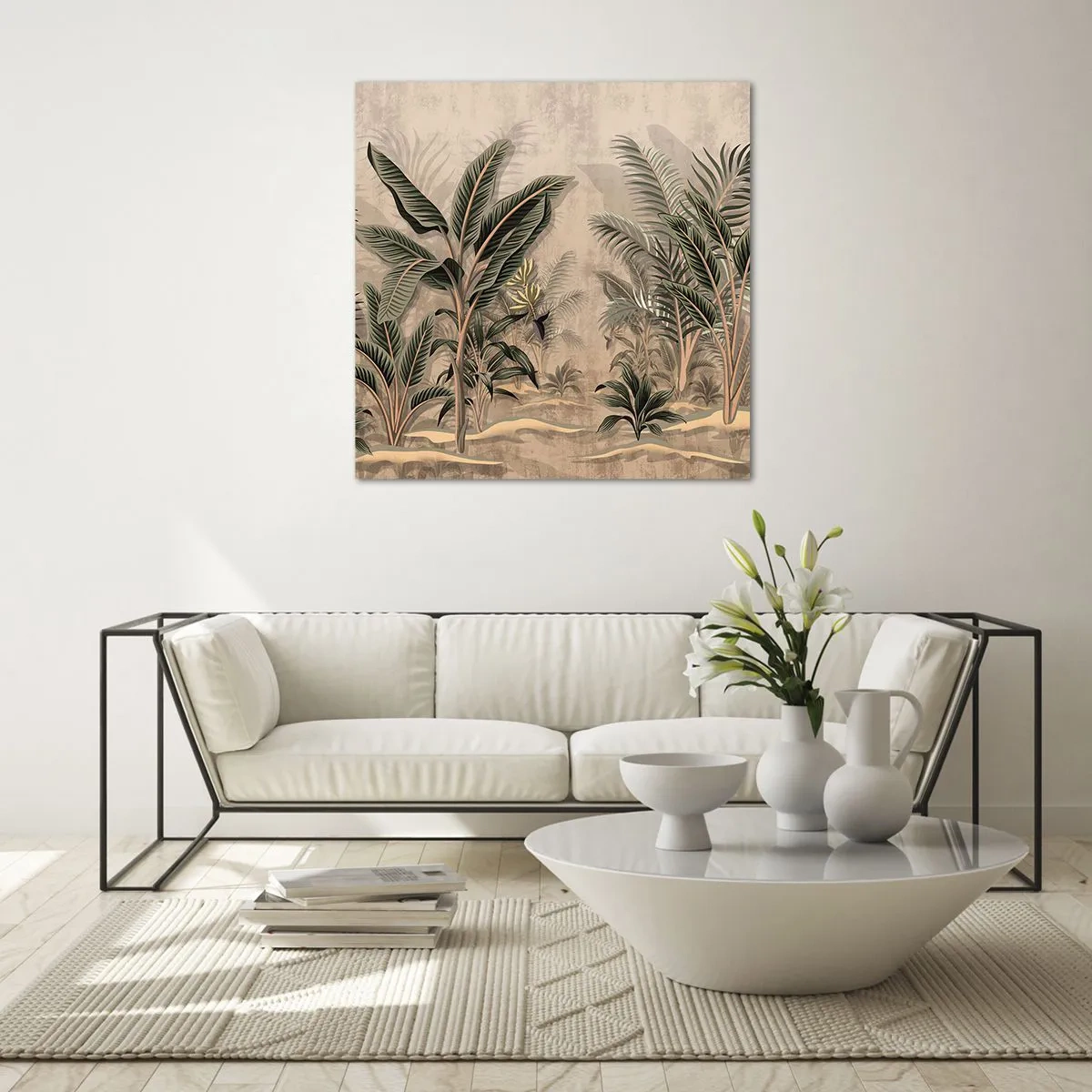 Obraz na skle - Rytina v koloniálnom štýle - 60x60 cm