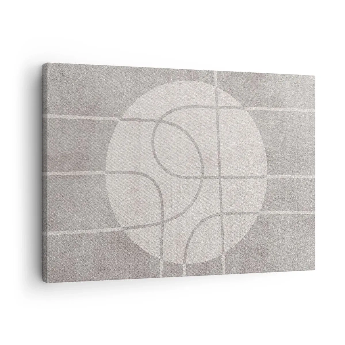 Obraz na plátne - Geometrický vzor v odtieňoch sivej a bielej - 70x50cm - Kruhovo a priamo - Moderná nástenná dekorácia do obývacej izby a spálne ARTTOR