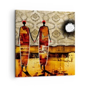 Obraz na plátne - Etnická kompozícia vo farbách Afriky - 60x60 cm