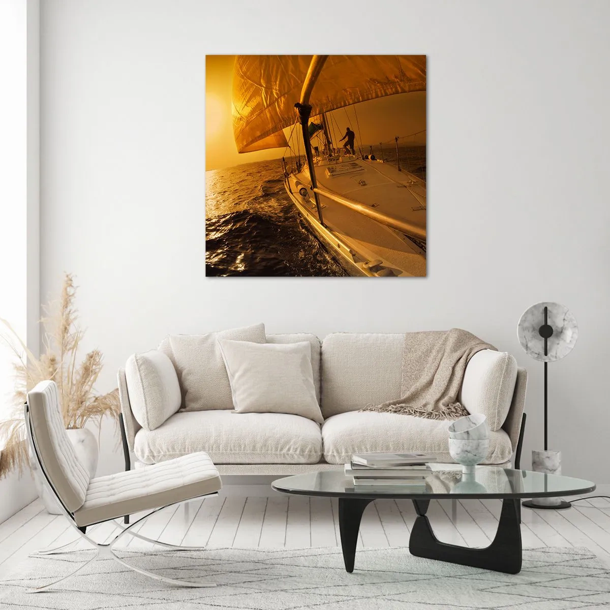 Obraz na skle - Zlatý večer po viacfarebnom dni - 60x60 cm