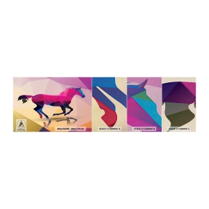 Vzorka fototapety Premium Canvas - Kubizmus stále živý - Zvieratá, Kôň, Geometrický obrazec - 100x30 cm