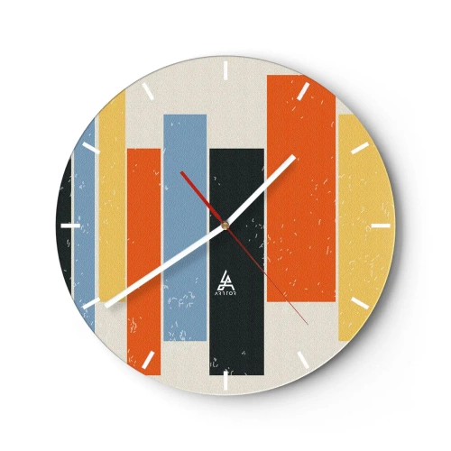 Nástenné hodiny - Vertikálne retro pruhy v teplých farbách - 30x30cm - Záznam hudby - Moderná nástenná dekorácia do obývacej izby, kuchyne a spálne ARTTOR