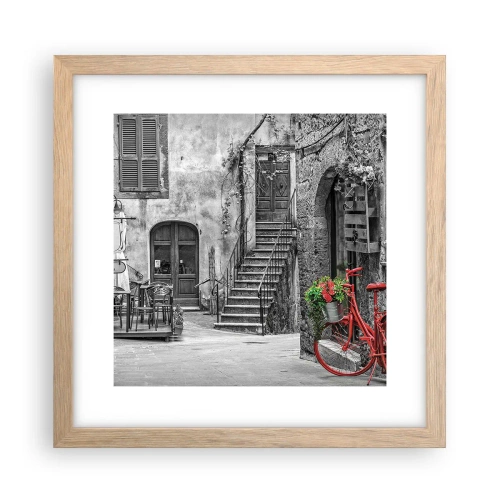 Plagát v ráme zo svetlého duba - Toskánska ulička - 30x30 cm