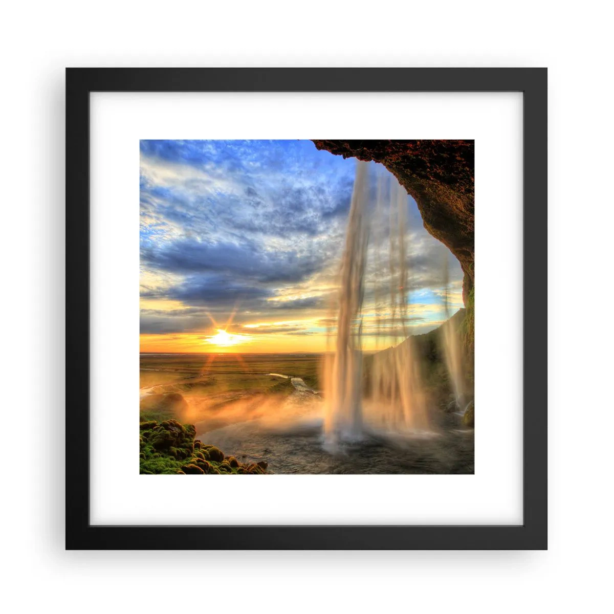 Plagát v čiernom ráme - Svet za závojom kvapiek  - 30x30 cm