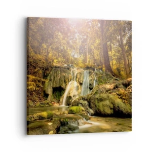 Obraz na plátne - Lesný vodopád v zeleni - 30x30 cm
