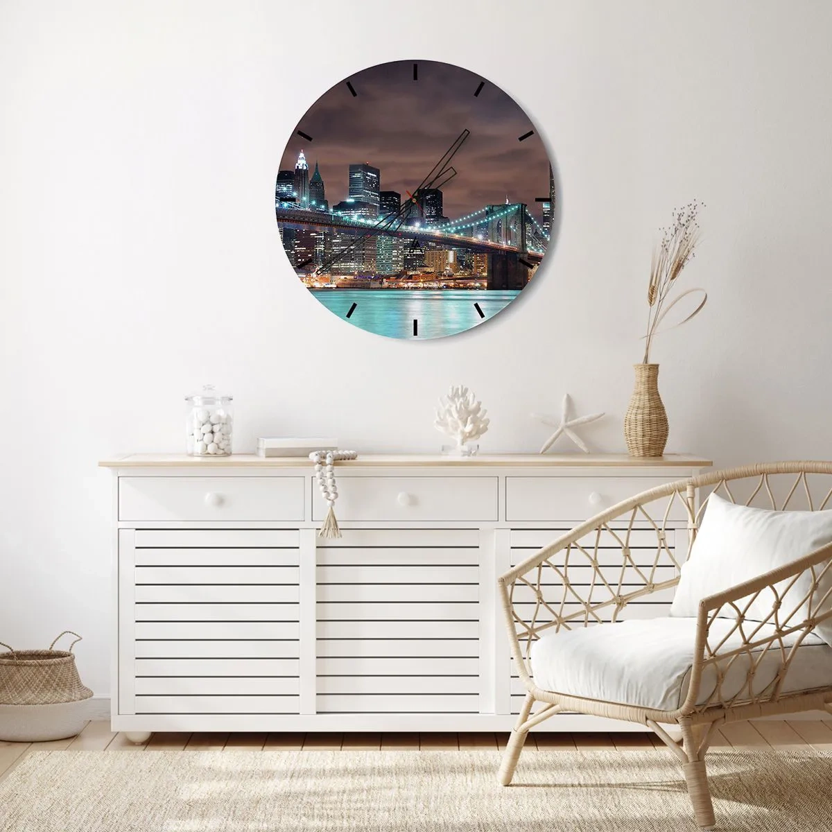 Nástenné hodiny - Svetlá veľkomesta - 30x30 cm