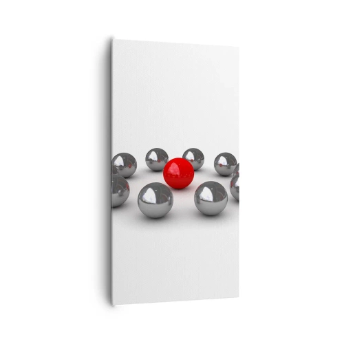 Obraz na plátne - Kruh v striebornej a červenej - 65x120 cm