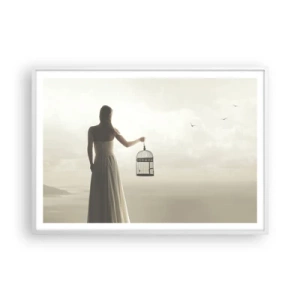 Plagát v bielom ráme - Buď slobodná - 100x70 cm