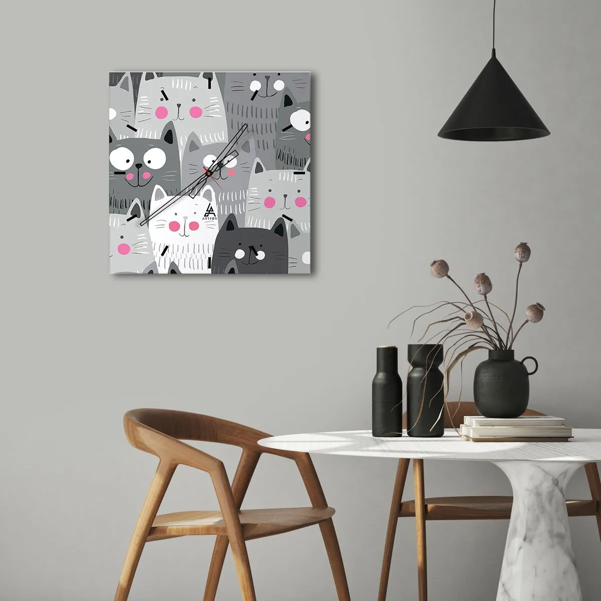 Nástenné hodiny - Mačací svet - 40x40 cm