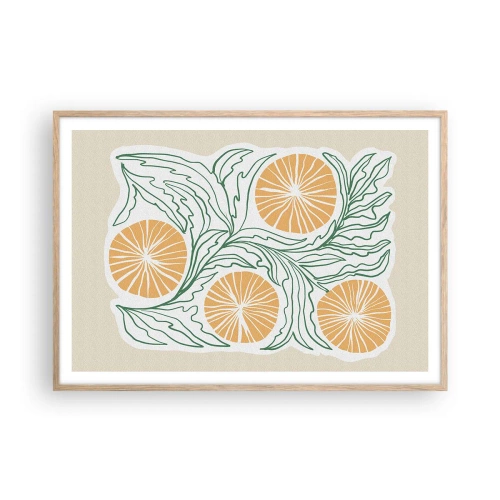 Plagát v ráme zo svetlého duba - Etnicky s abstraktným nádychom - 100x70 cm