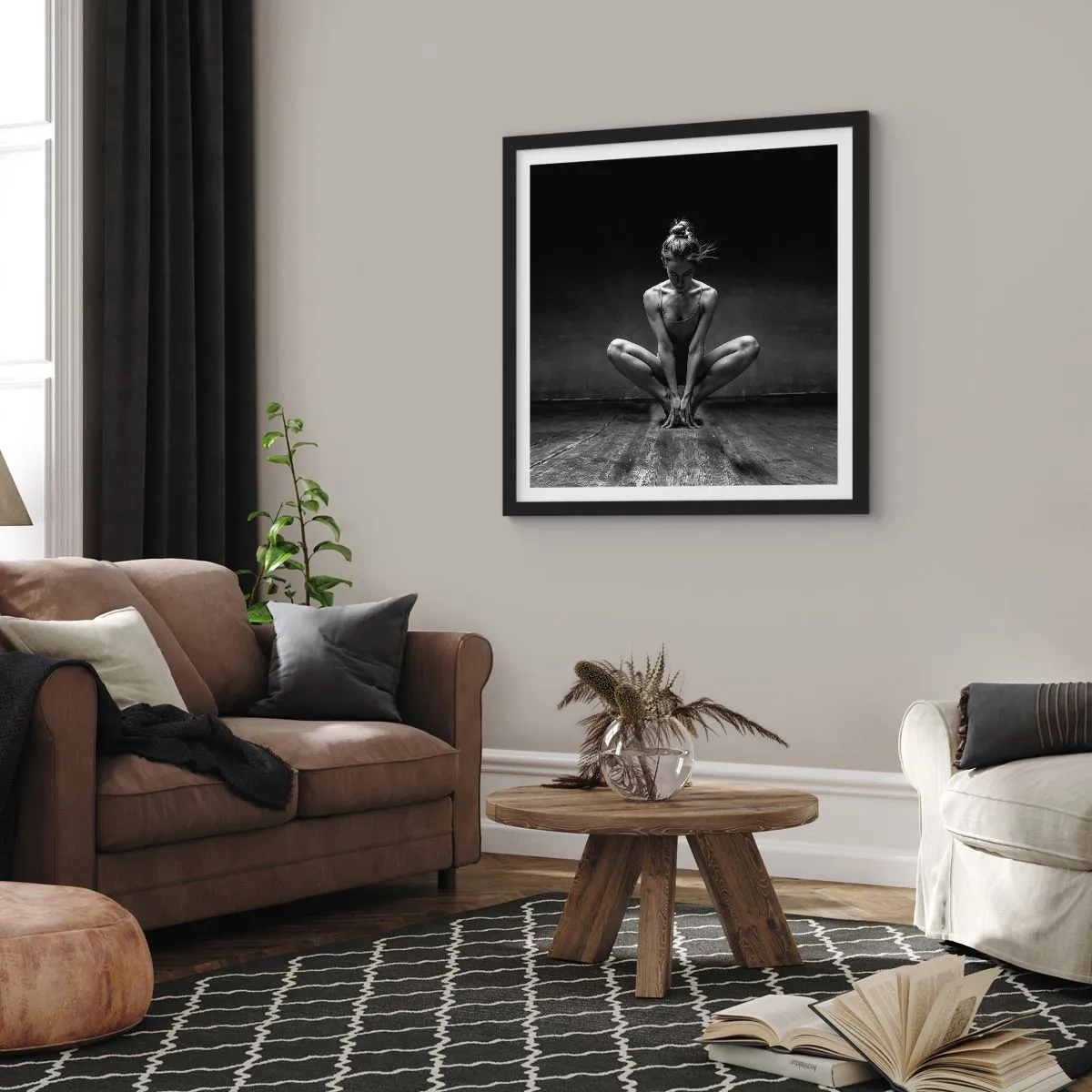 Plagát v čiernom ráme - Koncentrácia tanečnej energie - 30x30 cm