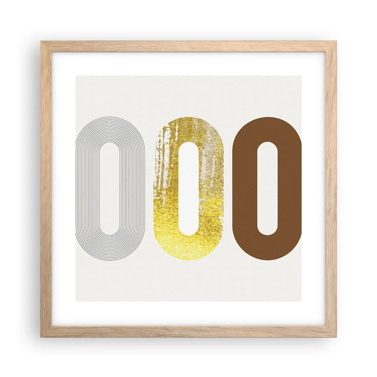 Plagát v ráme zo svetlého duba - Ooo! - 40x40 cm