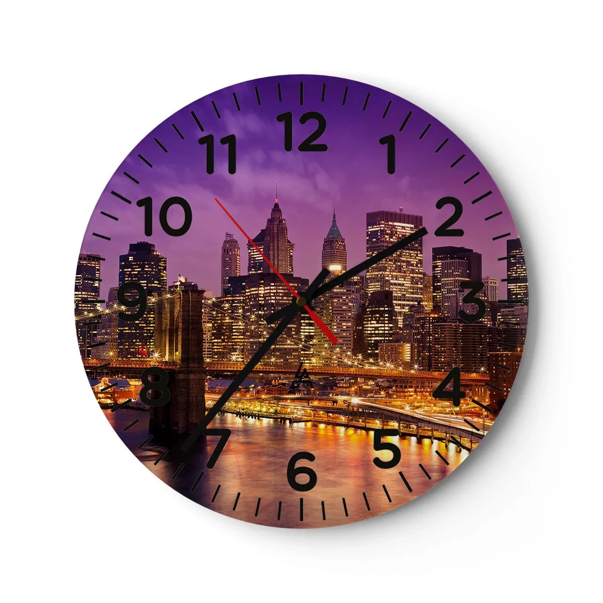 Nástenné hodiny - Fialovo-zlatý Manhattan - 30x30 cm