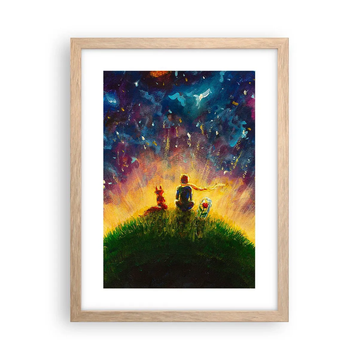 Plagát v ráme zo svetlého duba - Láska a priateľstvo - celý svet - 30x40 cm