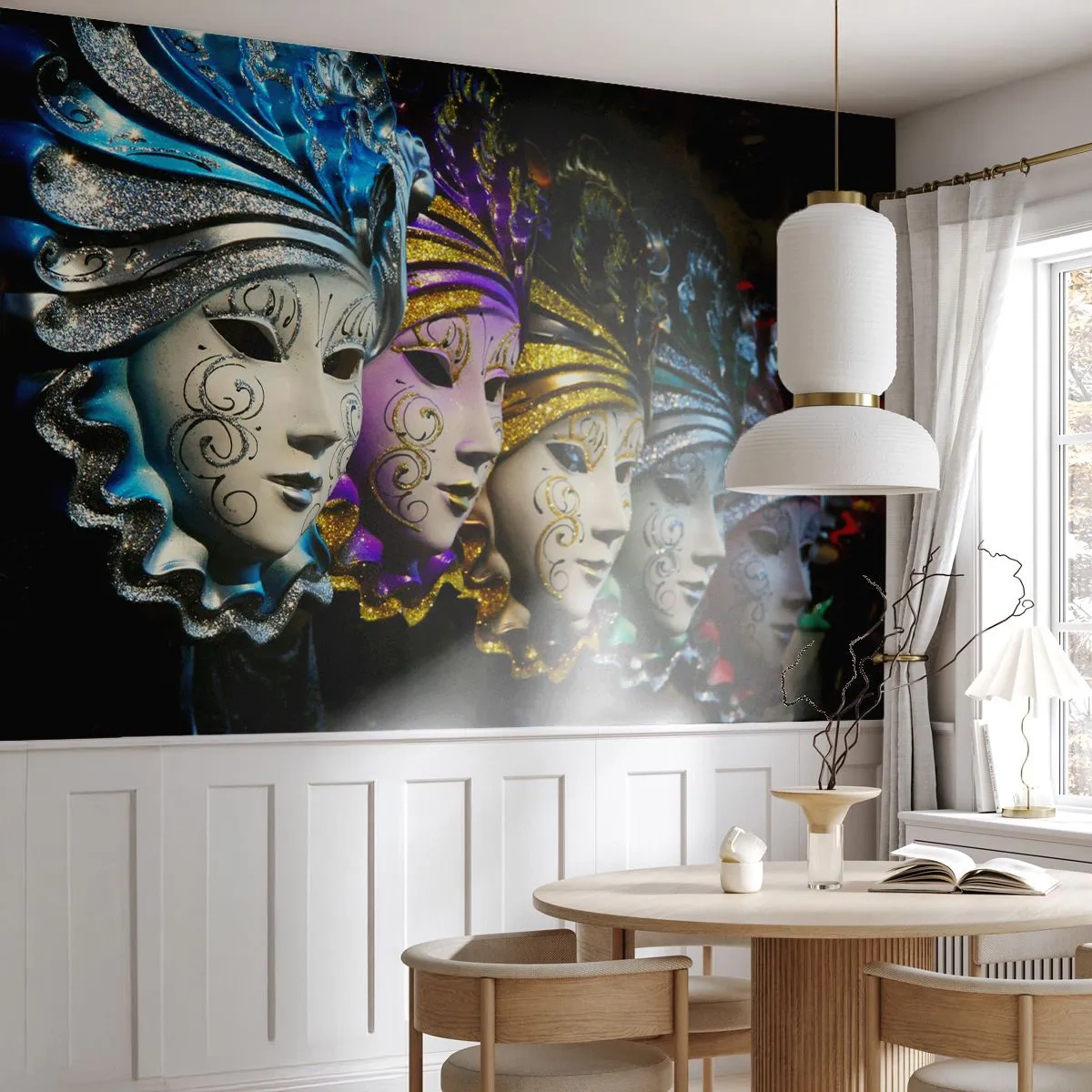 Fototapeta Premium Sand - Tajomstvo v zlatej a v striebornej - Benátska maska, Benátky, Karneval - 400x280 cm