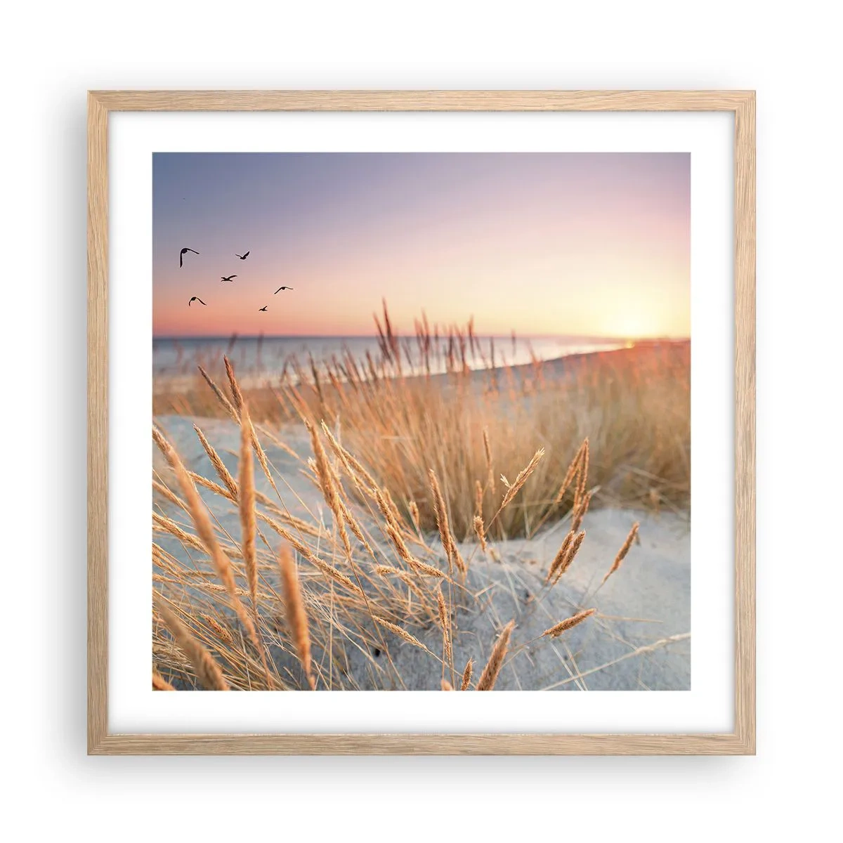 Plagát v ráme zo svetlého duba - Baltská uspávanka - 50x50 cm
