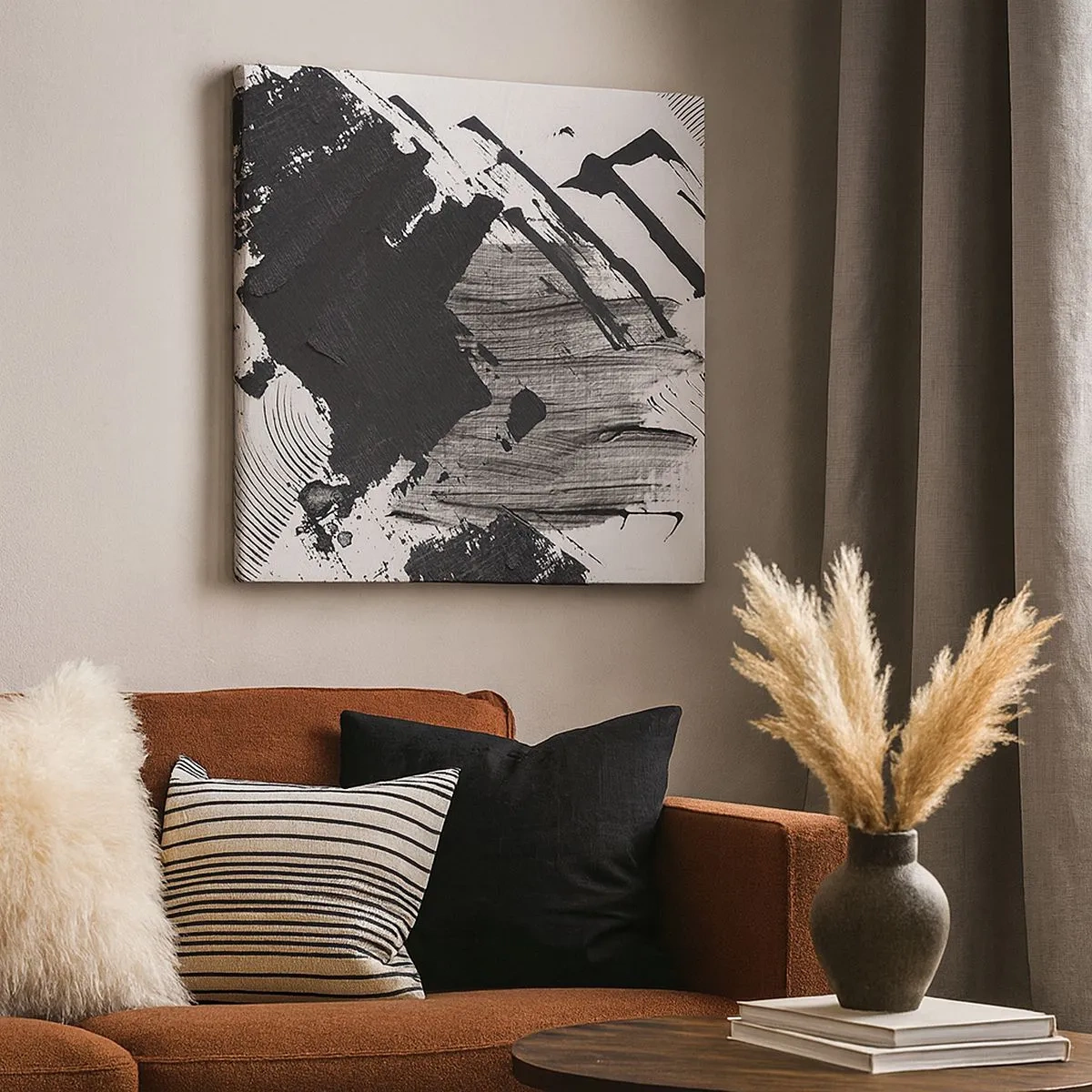 Obraz na plátne - Abstrakcia – expresia čiernej - 30x30 cm