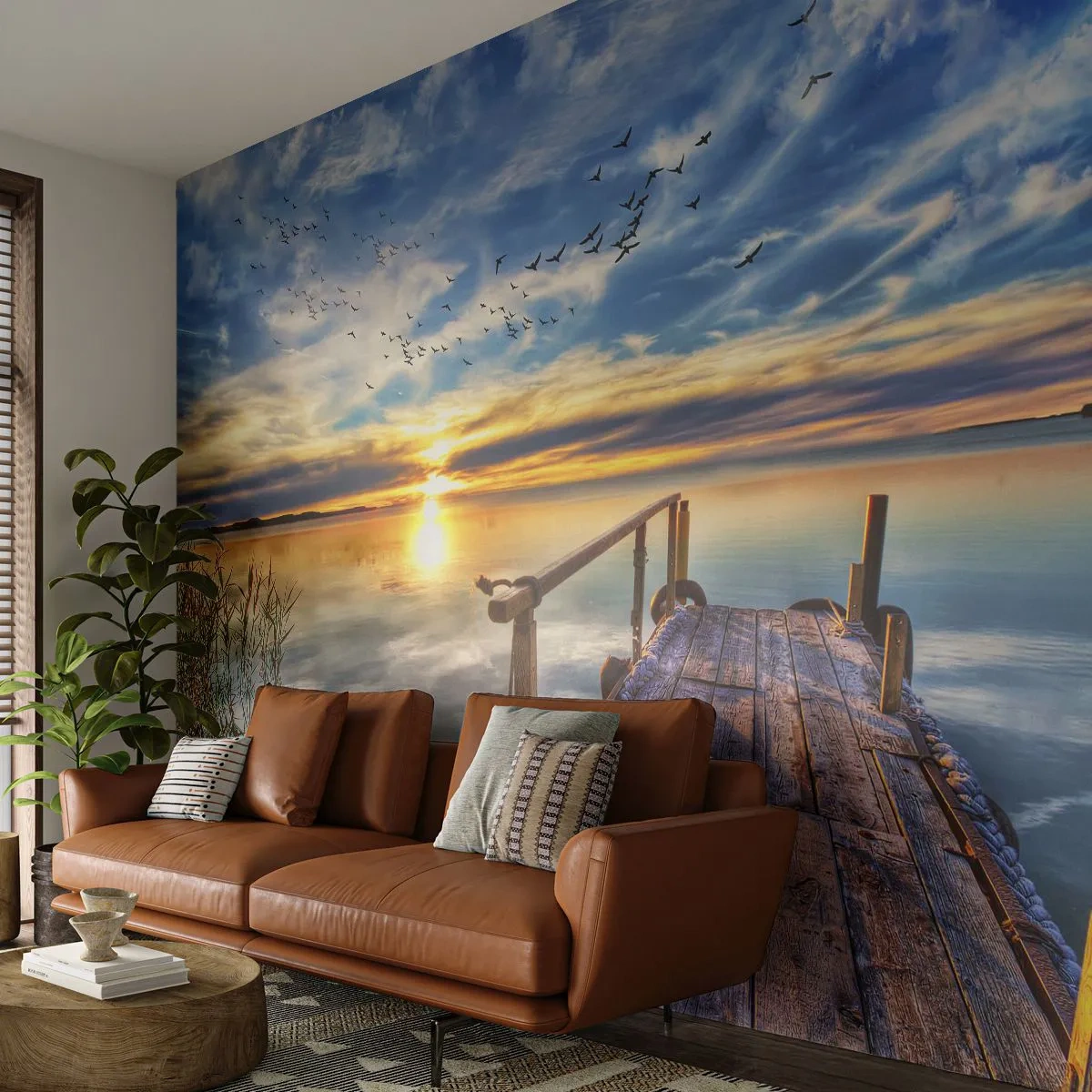 Fototapeta Premium Sand - Vietor ide odpočívať - Krajina, Jazero, Drevený most - 100x70 cm
