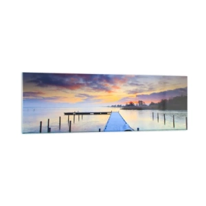 Obraz na skle - Fialovo-zlatý pokoj - 160x50 cm