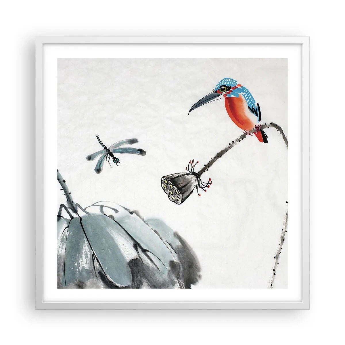Plagát v bielom ráme - Život lúky - 60x60 cm